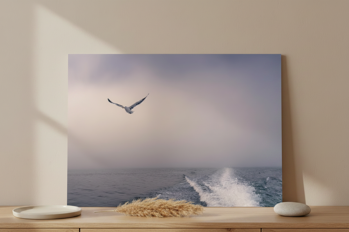 Visuel tableau aluminium sans bord blanc - Seule sur la brume